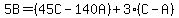 5B=%2845C-140A%29%2B3%28C-A%29