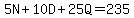 5N%2B10D%2B25Q=235