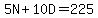 5N%2B10D=225