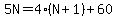 5N=4%28N%2B1%29%2B60