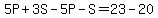 5P%2B3S-5P-S=23-20