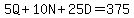 5Q%2B10N%2B25D=375