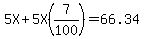 5X%2B5X%287%2F100%29=66.34