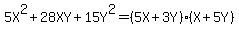 5X%5E2%2B28XY%2B15Y%5E2=%285X%2B3Y%29%28X%2B5Y%29