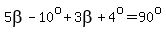 5beta-10%5Eo%2B3beta%2B4%5Eo=90%5Eo