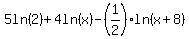 5ln%282%29%2B4ln%28x%29-%281%2F2%29ln%28x%2B8%29+