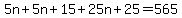 5n%2B5n%2B15%2B25n%2B25=565