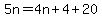 5n=4n%2B4%2B20
