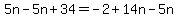 5n-5n%2B34=-2%2B14n-5n