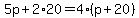 5p%2B2%2A20=4%28p%2B20%29