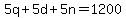 5q%2B5d%2B5n+=+1200