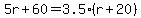 5r%2B60=3.5%28r%2B20%29