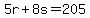 5r%2B8s=205