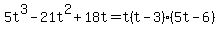 5t%5E3-21t%5E2%2B18t=t%28t-3%29%285t-6%29