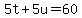 5t+%2B+5u+=+60