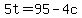 5t+=+95+-+4c