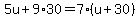 5u%2B9%2A30=7%28u%2B30%29