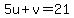 5u%2Bv+=+21