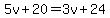 5v%2B20=3v%2B24