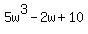 5w%5E3+-+2w+%2B+10
