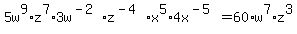 5w%5E9%2Az%5E7%2A3w%5E%28-2%29%2Az%5E%28-4%29%2Ax%5E5%2A4x%5E%28-5%29=60%2Aw%5E7%2Az%5E3