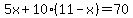 5x%2B10%2811-x%29=70