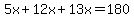 5x%2B12x%2B13x=180