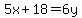 5x%2B18+=+6y
