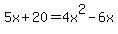 5x%2B20=4x%5E2-6x