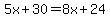 5x%2B30=8x%2B24