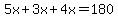 5x%2B3x%2B4x=180