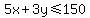 5x%2B3y%3C=150