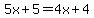 5x%2B5=4x%2B4