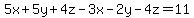 5x%2B5y%2B4z-3x-2y-4z=11