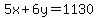 5x%2B6y=1130