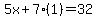 5x%2B7%281%29=32