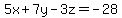 5x%2B7y-3z=-28