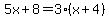 5x%2B8=3%28x%2B4%29