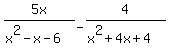 5x%2F%28x%5E2-x-6%29++-++4%2F%28x%5E2%2B4x%2B4%29