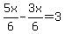5x%2F6-3x%2F6=3