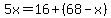 5x=16%2B%2868-x%29