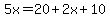 5x=20%2B2x%2B10