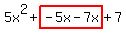 5x%5E2%2Bhighlight%28-5x-7x%29%2B7