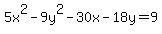 5x%5E2-9y%5E2-30x-18y=9