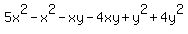5x%5E2-x%5E2-xy-4xy%2By%5E2%2B4y%5E2