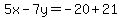 5x-7y=-20%2B21