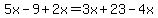5x-9%2B2x=3x%2B23-4x
