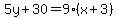 5y%2B30=9%28x%2B3%29