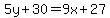 5y%2B30=9x%2B27