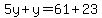 5y%2By=61%2B23